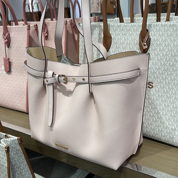 MICHAEL KORS Emilia Large Pebbled Leather Tote Bag POWDER BLUSH COLOR - Picture 8 of 16